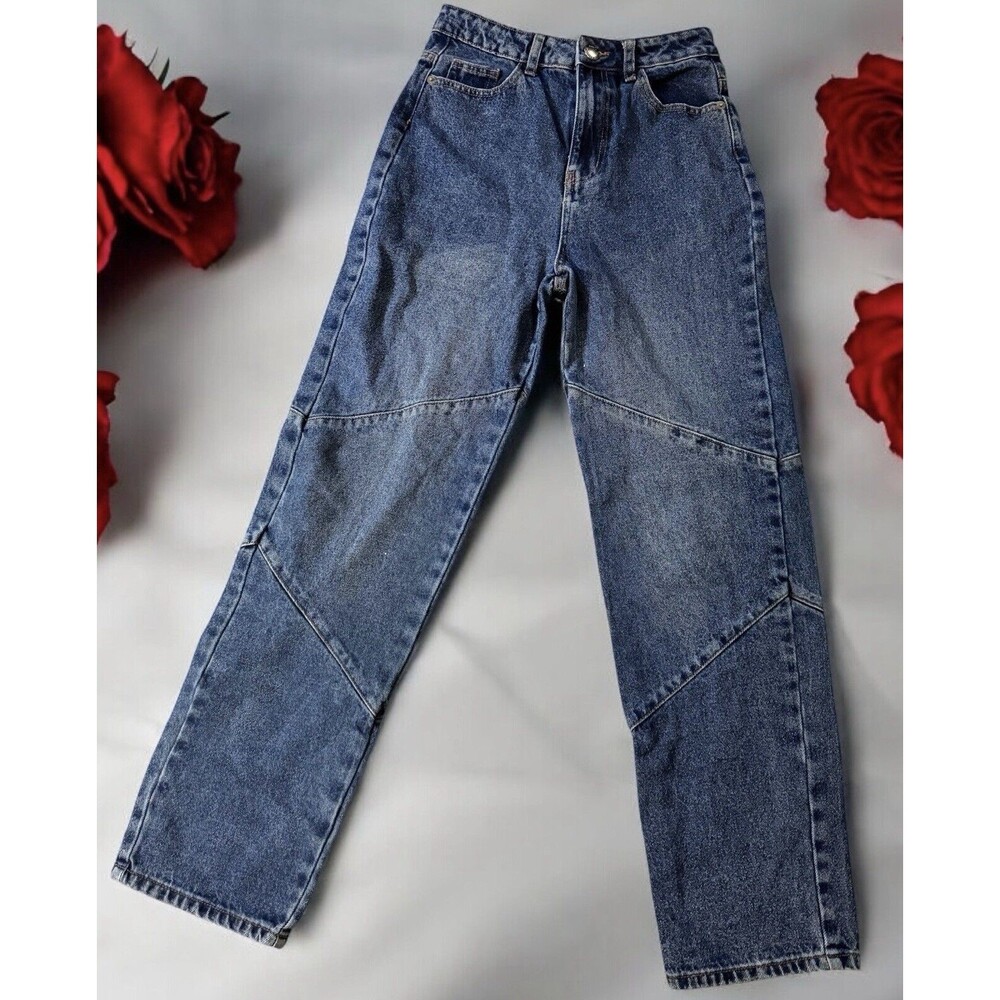 NASTYGAL Collection Womens Sz 2 High Waisted Mom Denim Jeans spiral